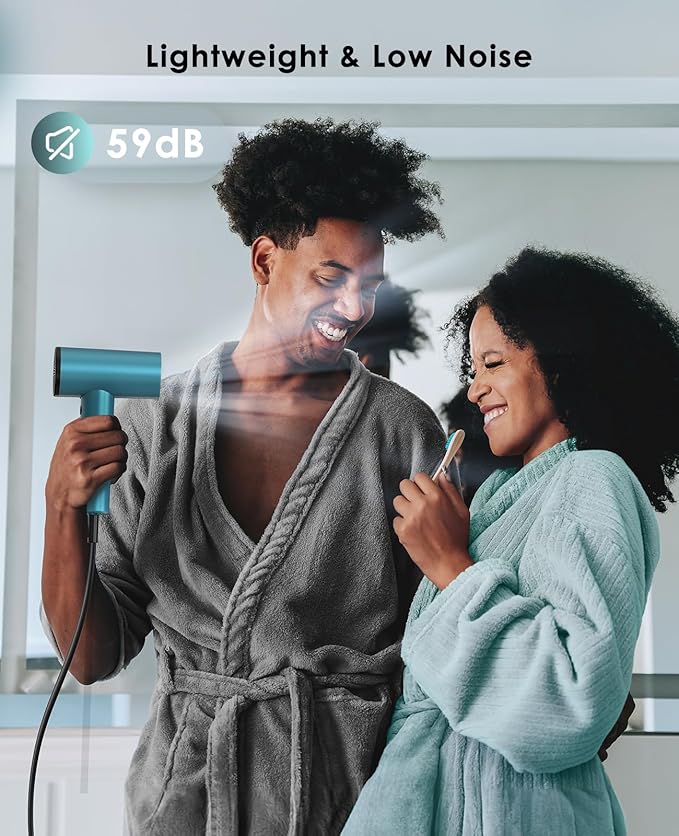 Ionic Hair Dryer, High-Speed Blow Dryer - 150,000 RPM Brushless Motor, 500 Million Negative Ions, Ultra-Light & Small, Smart Temp Control, Quiet Hairdryer for Women, Ideal for Travel, Home