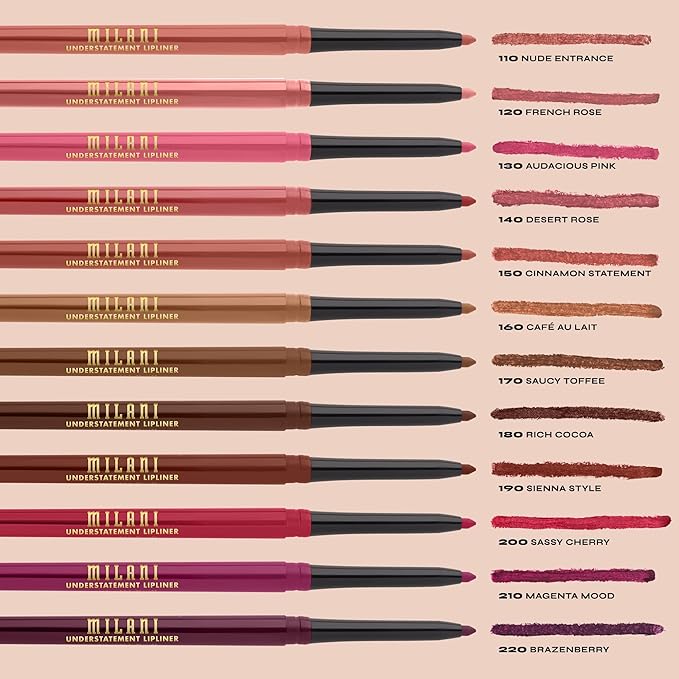 Milani Stay Put Longwear Liquid Lipstick Vibe + Understatement Lipliner Pencil - Highly Pigmented Retractable Soft Lip Liner Pencil + Keep It Full Nourishing Lip Plumper - Nude Shimmer