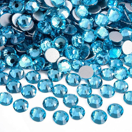 Blinginbox Flatback Rhinestones Bulk,14400pcs Crystal Round Loose Gemstones Glass Rhinestones for Crafts Makeup Nail Art Clothes Shoes DIY Decorations(SS16,3.8-4.0mm,Aquamarine)