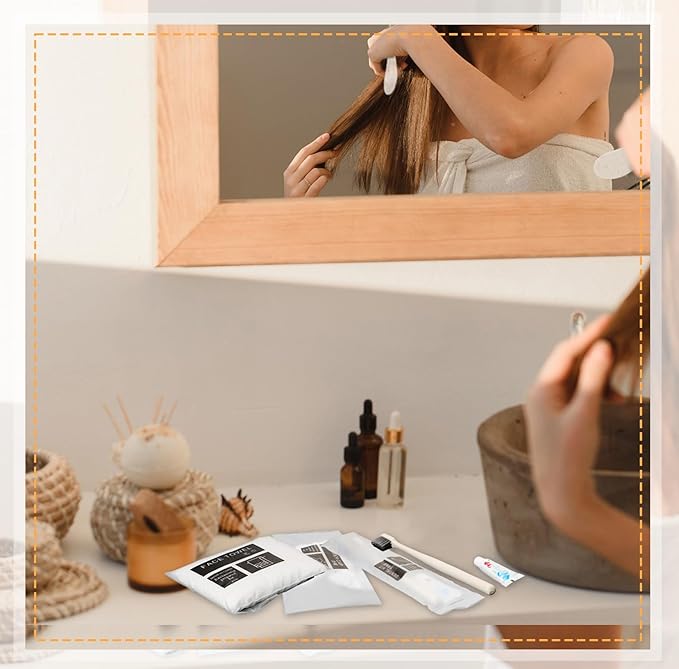 Uiifan 30 Sets Basic Toiletry Homeless Personal Set Disposable House Slippers Disposable Towel Washcloth face Cloths Disposable Toothbrush with Toothpaste Individually Wrapped for Spa Hotel Camp Hike