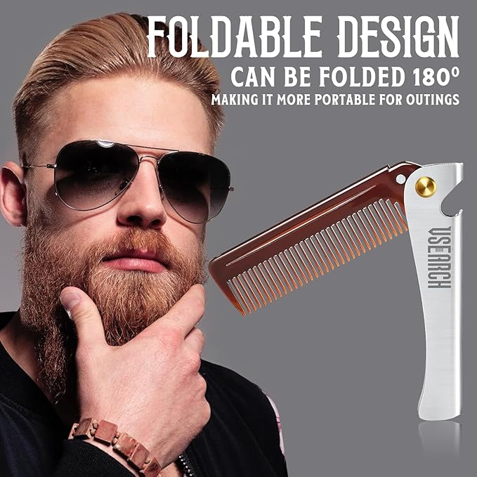 Beard Straightener for Men - 5 Temperature Setting, Anti-scalding, Heated Beard Styling Comb- The Perfect Beard Grooming Kit for Medium to Long Beards - Ideal Father's Day Gift