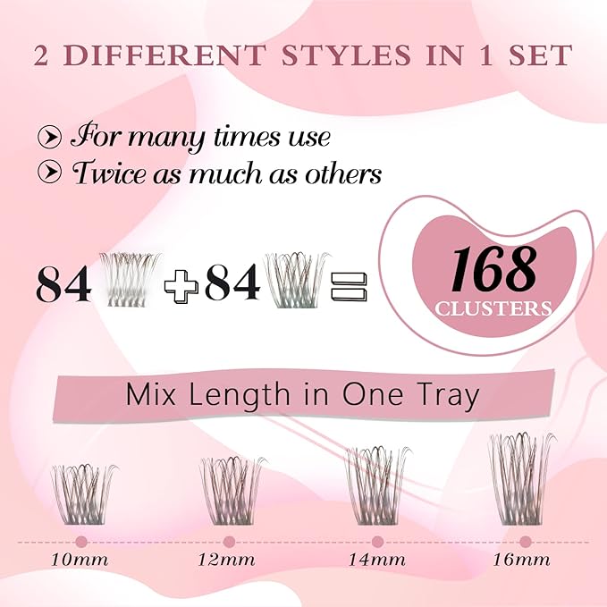 168 Pcs Colored Lash Clusters 2 Colors Mixed Cluster Lashes Dramatic Cosplay Lashes for DIY Individual Lash Extensions at Home Thin Band and Soft (Light Green+Dark Green, D-10-16mix)