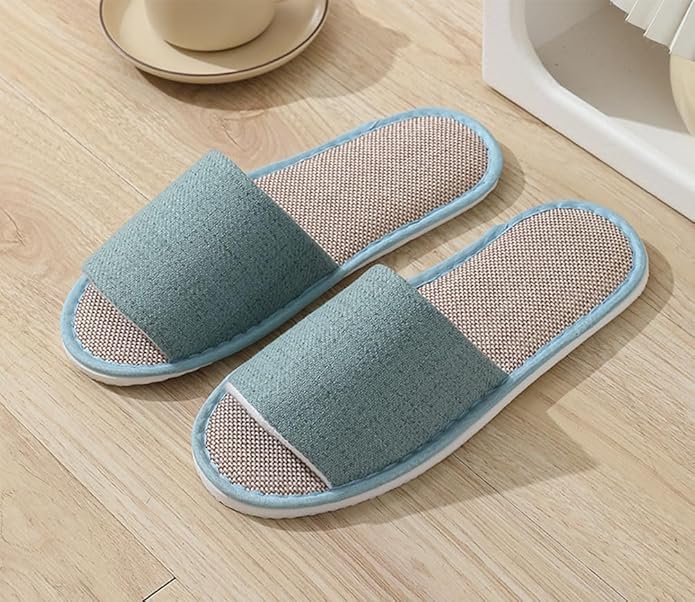 5-6 Pairs Spa Slippers, Non Slip Disposable Slippers for Guest, Washable Foldable Indoor Slippers, Open Toe Linen Spa Slippers for Women Men