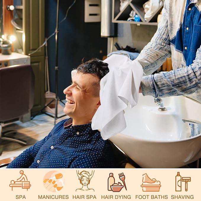 Newwiee 72 Pack Microfiber Bleach Proof Towels Bulk for Salon 18 x 30 Inch Dry Lint Free Hair Drying Hand Towels for Hair, Gym, Bath, Spa, Shaving, Barber(White)