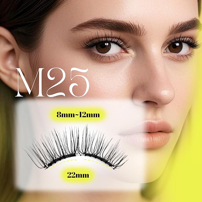 CALAILIS Magnetic Eyelashes with Applicator Upgrade Soft Magnetic Eyelashes Natural Look Reusable Magnet Lashes Kit No Glue Needed Easy to Wear and Remove (M25)