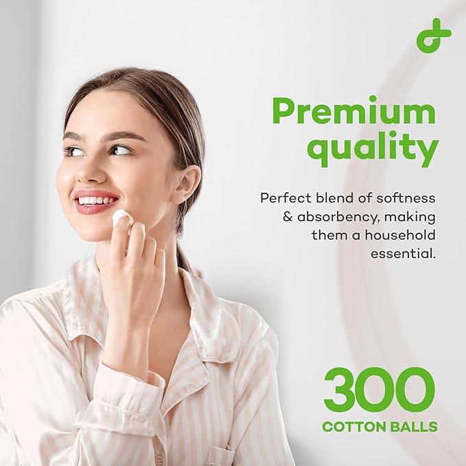 Dealmed Cotton Balls Soft Premium Conveniently Packed in Zip-Locked Bag, 300 Count (Pack of 1)