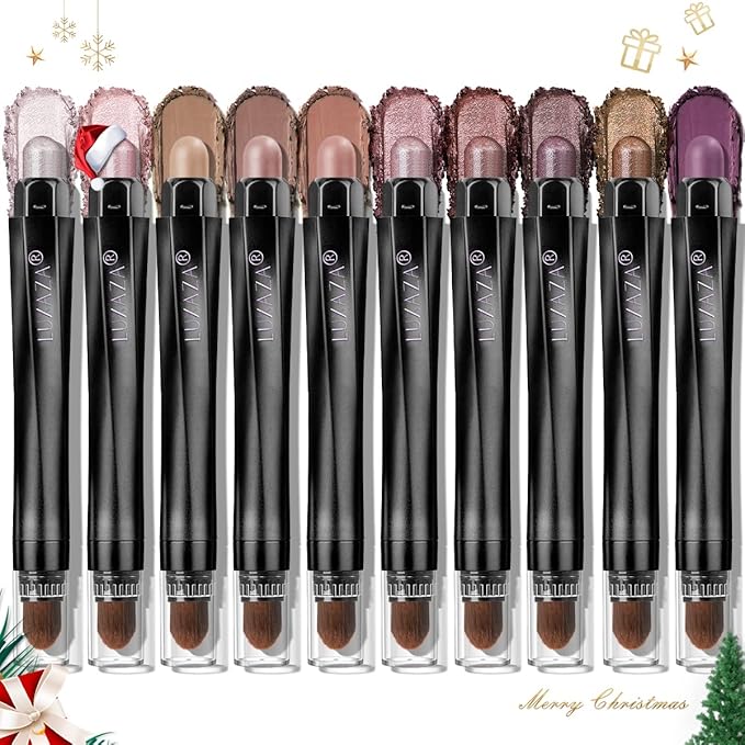 10PCS Eyeshadow Stick Set, Shimmer And Neutral Brown Metallic Eye Shadow sticks,Cream Eyeshadow Pencil Crayon with Smudge-proof & Waterproof,Eye Brightener Stick Makeup Sets