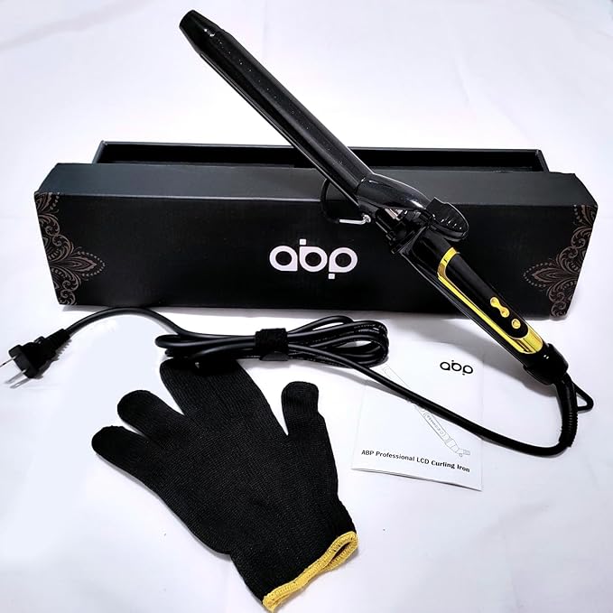 abp 1 Inch Curling Iron Extra Long Barrel with Ceramic Coating for Long/Medium Hair,LED Display Instant Heat up to 450°F with clamp,Hair Waving Style Tool Girls & Women