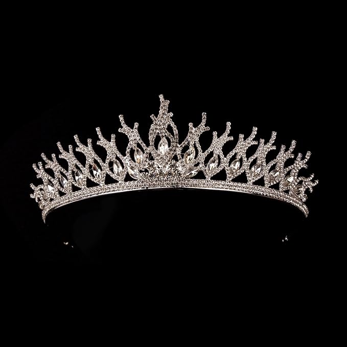 LIMELIA Women's Tiara for Henna Wedding Party|Glitter Hair Accessories for Bridal Birthday Pageant Prom Halloween Cos-play Christmas Party|Tulip-Silver