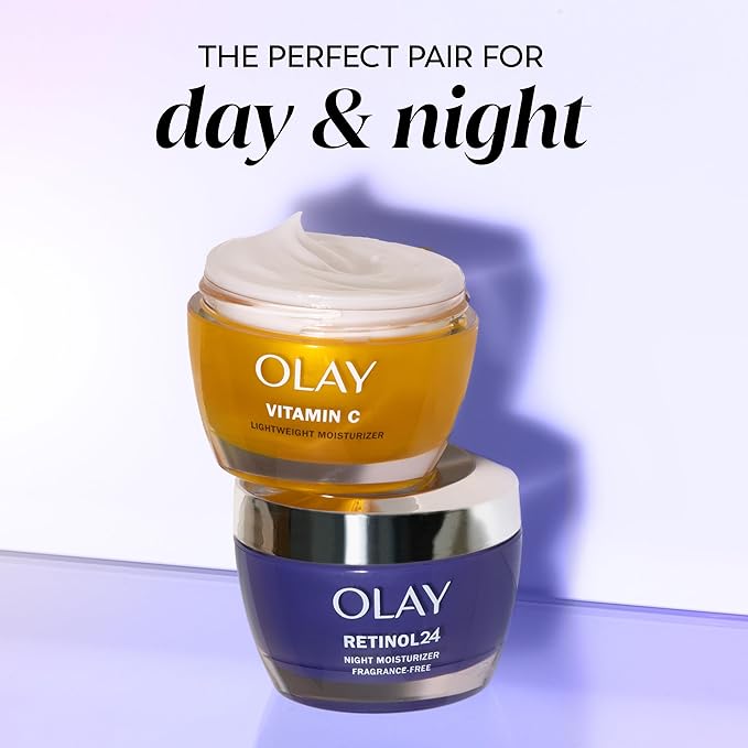 Olay Retinol 24 Face Moisturizer, Anti-Aging Night Cream for Women, Fragrance-Free, Non Greasy - Anti-Wrinkle, Smooth Fine Lines, Tightening, Hydrating Skin Care - Peptides, Glycerin, 1.7 Oz