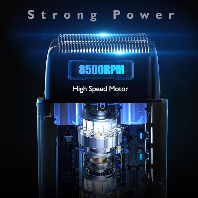 Electric Razor for Men Face, Electric Shavers for Men, Foil Shaver with 3 Adjustable Speeds, Rechargeable Waterproof Close Shave Trimmer with LED Display for Face/Beard/Head (Black)