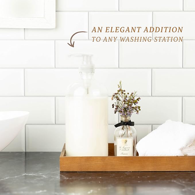 kitchentoolz 32-Ounce Large Clear Glass Boston Round Bottles w/Natural Color Pumps. Great for Lotions, Soaps,Oils, Sauces - Food Safe and Medical Grade (Pack of 2)