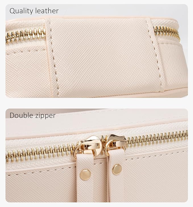 Small Makeup Bags for Purse TSA Approved Toiletry Bag Small Cute Clear Toiletry Bags for Carry-on Traveling Travel Size Car Accessories Essentials Organziation Storage for Women Girls(Off White, Mini)