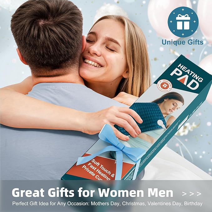 XX-Large Heating Pad for Back Pain Relief, Neck, Shoulder & Cramps - 16''x24'', Moist/Dry Heat, Auto-Off, Machine Washable - Ideal Gift for Christmas & Mother's Day - Gifts for Women, Mom Dad Daughter