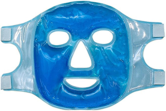 Eurow Luxe Hot & Cold Gel Face Mask with Dual-Sided Comfort, Adjustable Straps, Reusable for Stress Relief, Reducing Puffiness, and Relaxation, Full Coverage, Ideal for Soothing Eyes and Skin, Blue
