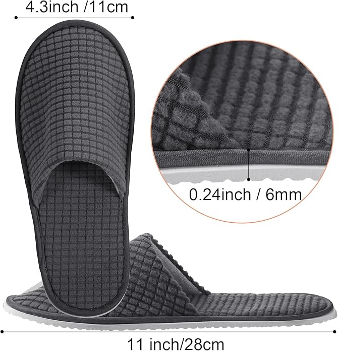 Geyoga 12 Pair House Slipper for Guest Non Slip Disposable Slipper for Travel Washable Reusable Closed Toe Hotel Bridesmaid Indoor Spa Wedding Party Shoeless Home