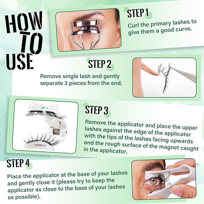 Magnetic Eyelashes Kit: No Glue Reusable Eyelashes, Single Pair, Radiant, Black, Faux Mink, Soft, Lightweight, Natural Appearance