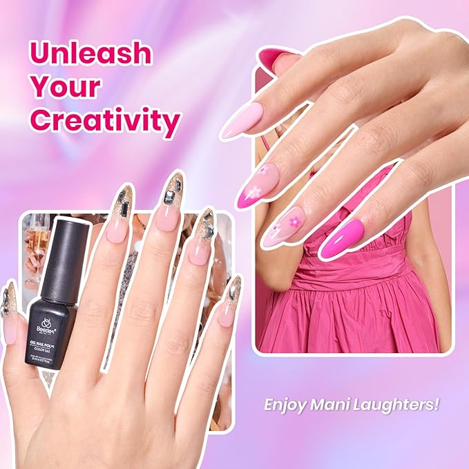 Beetles Glitter Gel Nail Polish Set 44Pcs, Red Gold Green Silver Burgundy Blue Pink Sparkle Gel Polish Kits with Base Top Coat Gift for Women