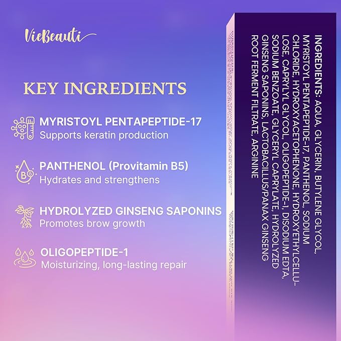 VieBeauti Eyebrow Growth Serum: Eyebrow Serum to Grow Brows with Advanced Formula to Boost Longer Fuller and Thicker Looking Eyebrows 3mL