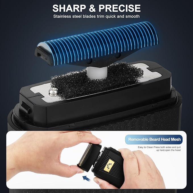 Foil Bald Shavers for Men, Powerful Motor Electric Razor, Head Shavers, Men's Foil Beard Trimmer, Cordless Rechargeable LED Display