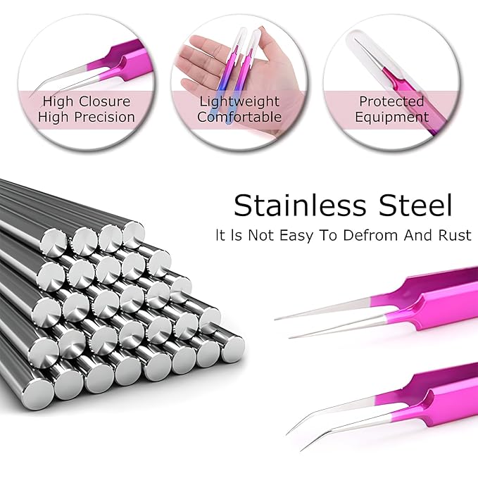Isolation Lash Tweezers for Volume Eyelash Extension,Professional Precision Stainless Steel Las Purple 6.89inx1.5inx0.79in