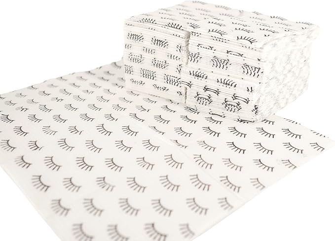 Disposable Lashing Dental Bib | 125 Pack | Size 13x18" inches | Eyelash Extension Supplies | White Bib with Simple Lash Print Design