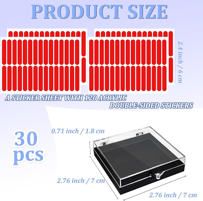 30 Sets Press on Nail Box Nail Display Case Artificial Nail Display Storage Box with 60 Pcs Adhesive Double Sided Tape Acrylic Nail Box Press On Nail Packaging for Nail Salon (Black, 2.76 x 2.76 inch)