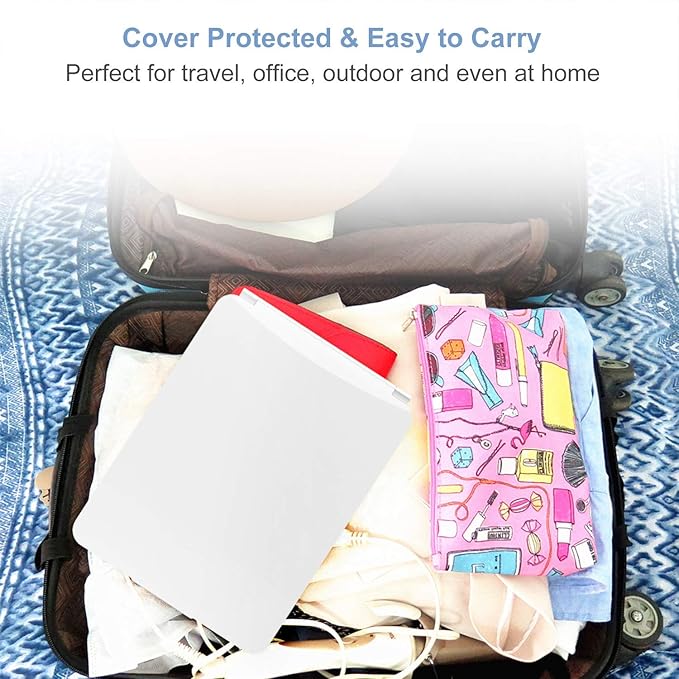 KEDSUM 10x Large Lighted Makeup Mirror, LED Travel Mirror with Lights, Compact Vanity Mirror with Touch Screen Dimming, 1x/10x Magnifying Mirror, Brightness Adjustable