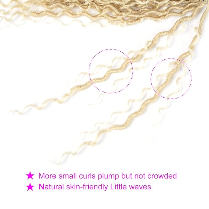 Aipin Goddess Locs Crochet Hair 14 Inch Boho River Locs Hippie Locs Wavy Crochet With Curly Hair In Middle And Ends Braids Hair Extensions (7Packs,14 inch, 613#)