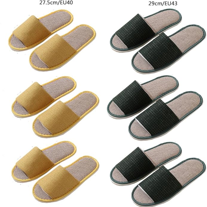5-6 Pairs Spa Slippers, Non Slip Disposable Slippers for Guest, Washable Foldable Indoor Slippers, Open Toe Linen Spa Slippers for Women Men
