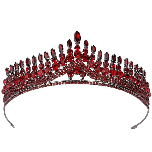 LIMELIA Women's Tiara for Henna Wedding Party|Glitter Hair Accessories for Bridal Birthday Pageant Prom Halloween Cos-play Christmas Party|Antares-Burgundy