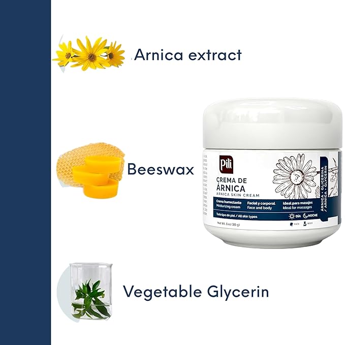 Pili Natural Arnica Cream - Restore Smooth Silky Skin - Crema de Arnica - Pack of 3 (Pack 3 x 1 oz each)