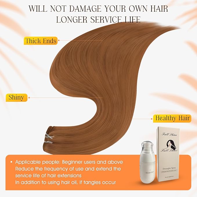 Full Shine Auburn Hair Extensions Clip in Human Hair 150 G Auburn Brown Thick Clip in Hair Extensions Triple Weft Remy Human Hair for Volume 20 Inch 7 Pcs