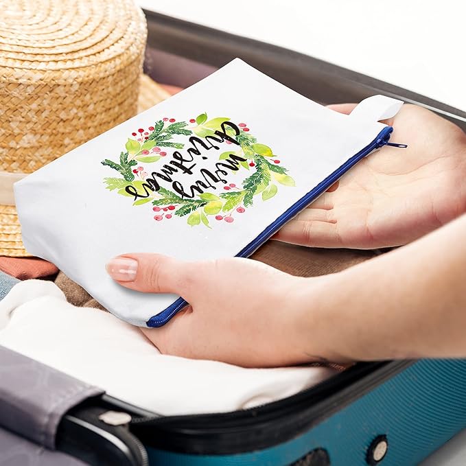 Saintrygo 30 Pieces Makeup Canvas Bags in Bulk, Travel Cosmetic Blank DIY Bags Craft Pouch Makeup Canvas Zipper Pouch for Women(8.66 x 5.11 x 1.77 Inches)