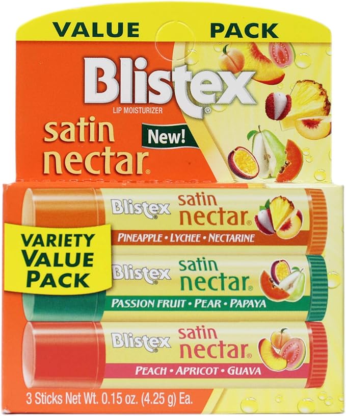 Blistex Satin Nectar Lip Moisturizer Variety Value Pack 0.15 Ounce Each (3 Pack)