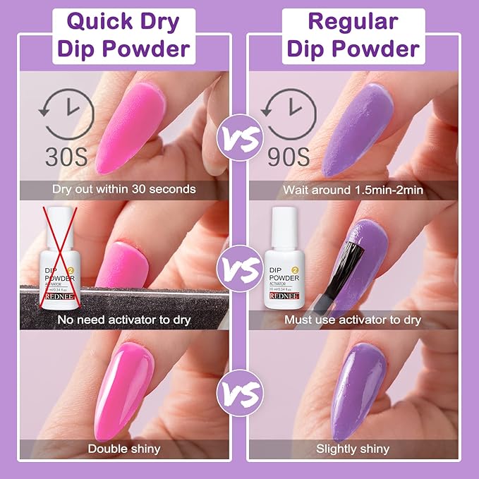 REDNEE Dip powder nail kit, with Essential Liquids Accessory Tools Dip Powder Nail Kit Starter Easy Application for Nail Art Manicure Salon Home DIY Gift Set RE18