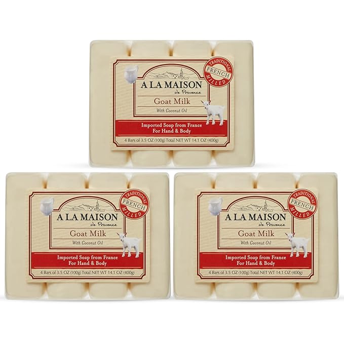 A LA MAISON Hypoallergenic Unscented Bar Soap - Triple French Milled Natural Moisturizing Hand Soap Bar (12 Bars of Soap, 3.5 oz)