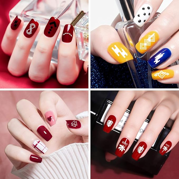 7 Colors Nail Stamping Polish Gel Nail Stamper Kit with 5 Pcs Nail Stamping Plates for Nails Art Stamp Beginners Kit