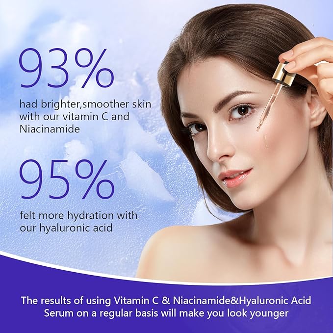 Hyaluronic Acid Face Serum,Vitamin C,Niacinamide Facial Serum,Facial Skin Care Set for Plumping,Anti-Aging/Wrinkle,Brightening,Ultra-Hydrating Hyluronic Acid Serum- Pack of 3,All Skin Type