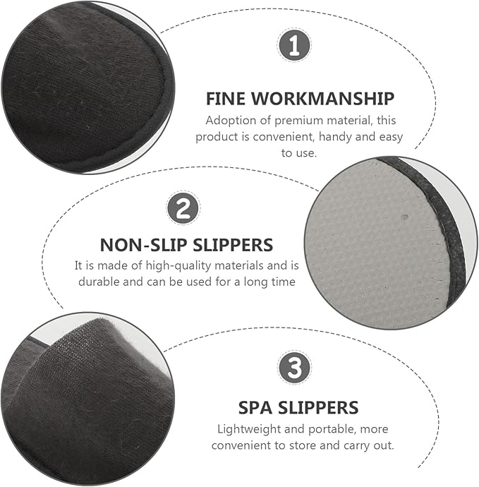 Milisten Shower Shoes 20Pcs Disposable Cotton Closed Toe Slippers Washable Folding Spa Slippers for Guests, Hotels, Office (Light Grey)