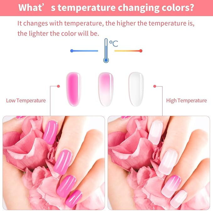 Poly Nail Gel Kit, Ohuhu 12 Colors Nail Gel Kit Enhancement Builder with 1 Temperature Color Changing, 4 Glitter Colors and 7 Regular Color Kit for DIY Girls Lover Mother - Jelly Color