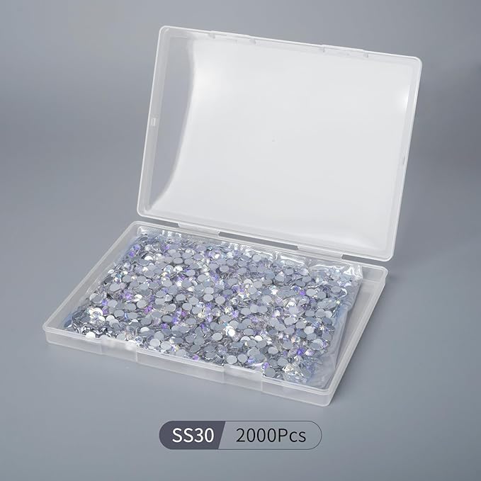 2000PCS Moonlight Rhinestones Bulk, Flat Back Crystal Glass Stone Round Gems,SS30, 6.4-6.6mm