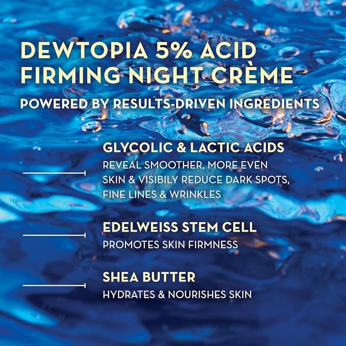 Ole Henriksen Dewtopia Firming Night Cream with AHA and Edelweiss Full Size 50ml 1.7 Fluid Ounces