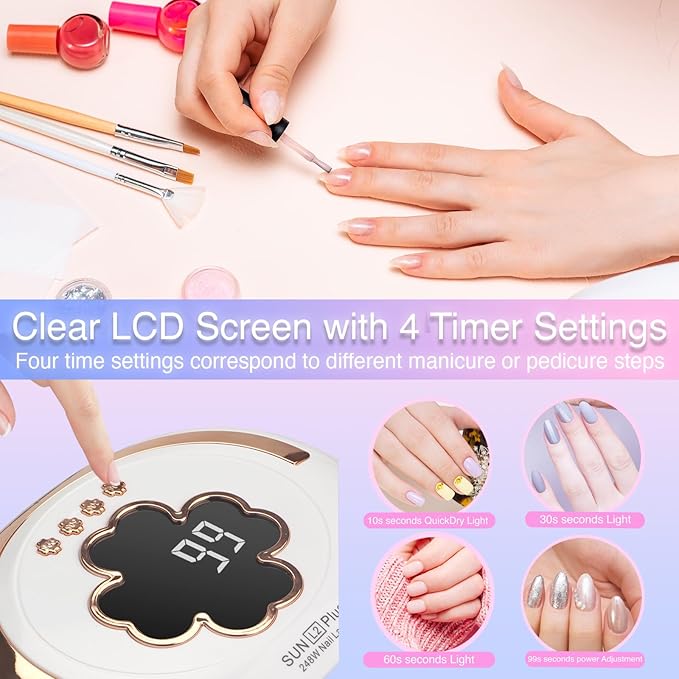 UV LED Nail Light,UV Lamp for Gel Nail Polish,Professional Nail Dryer for Double Hands,Large Space with 4 Timers,UV Light for Gel Nails,Home Nail Art Curing Lamps