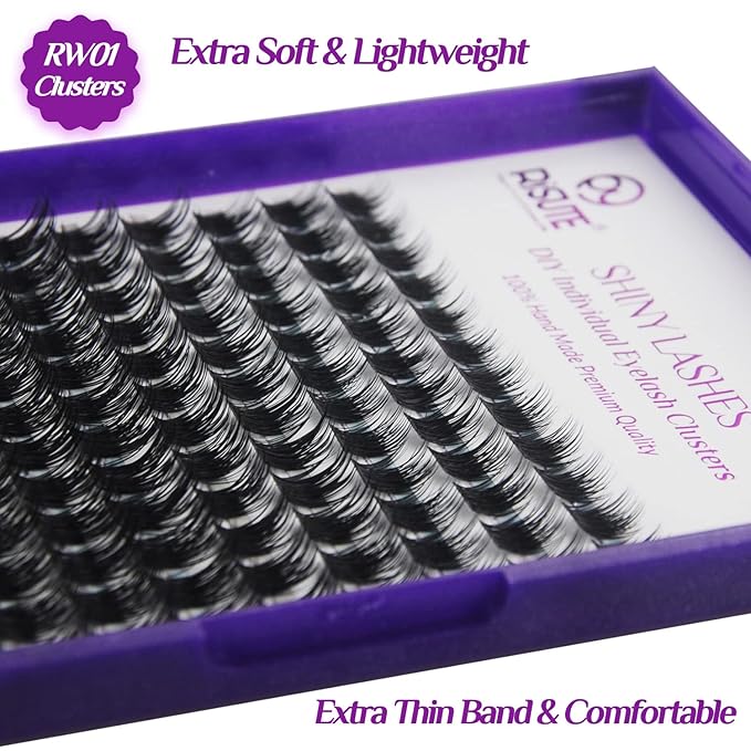DIY Lash Extension Kit at Home, 144pcs Eyelash Extension Kit Individual Lashes Kit Lash Clusters D Curl Wispy Lash Kit Eyelash Kit Lash Clusters Kit with lash bond and seal and lash Tweezers RW01
