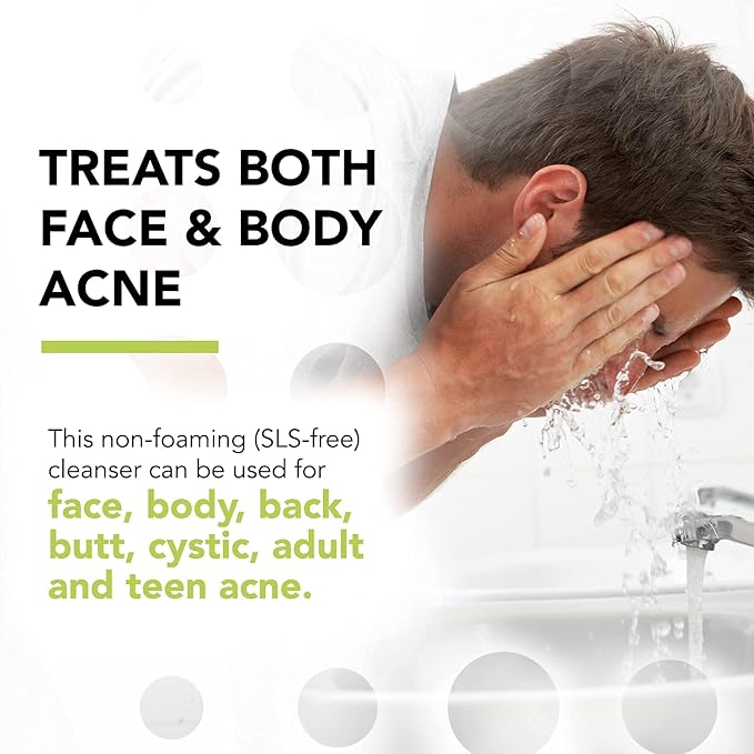 humane Benzoyl Peroxide Acne Body Wash - 5% Regular-Strength Acne Treatment for Face, Skin, Back and Body - 8 Fl Oz - Dermatologist-Tested Non-Foaming Cleanser - Vegan, Cruelty-Free