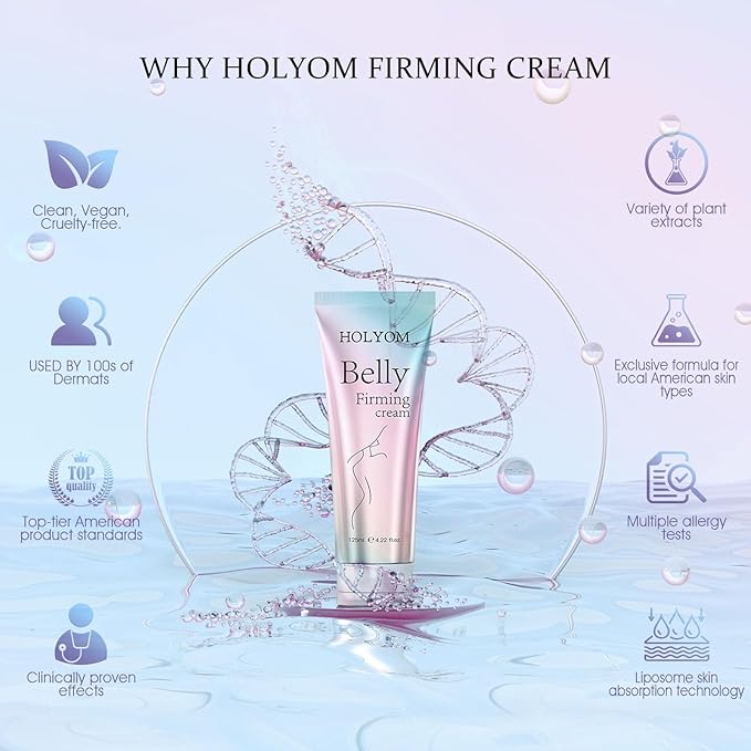 B Flat Belly Firming Cream: Premium Skin Tightening & Moisturizing for Stomach, Women Body Lotion for Firmness and Lift of Thighs & Butt - Pregnancy Skin Firming - 126ML(Rose)