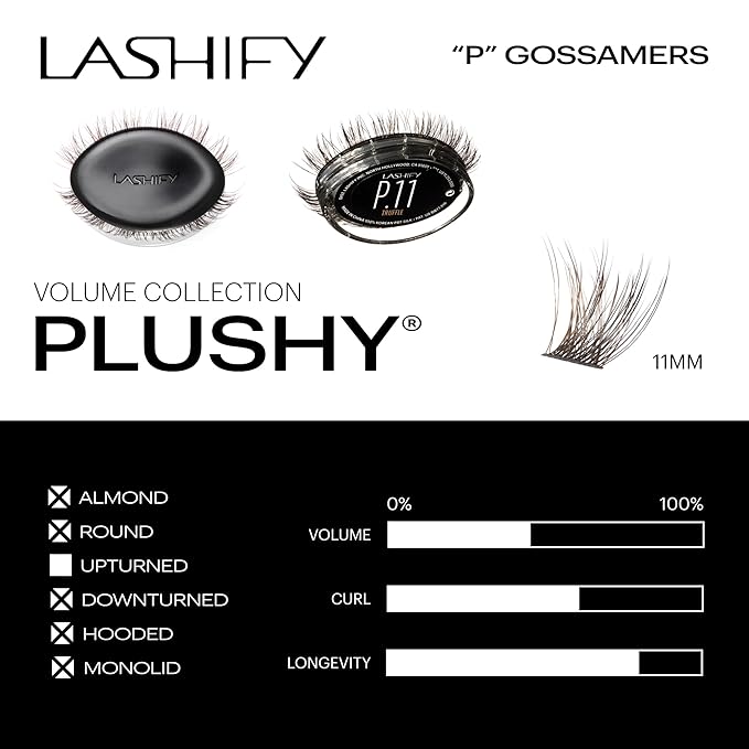 Lashify Plushy 11mm Gossamer Lashes in Truffle Color, Easy DIY False Lashes for a Voluminous Yet Still Natural Look