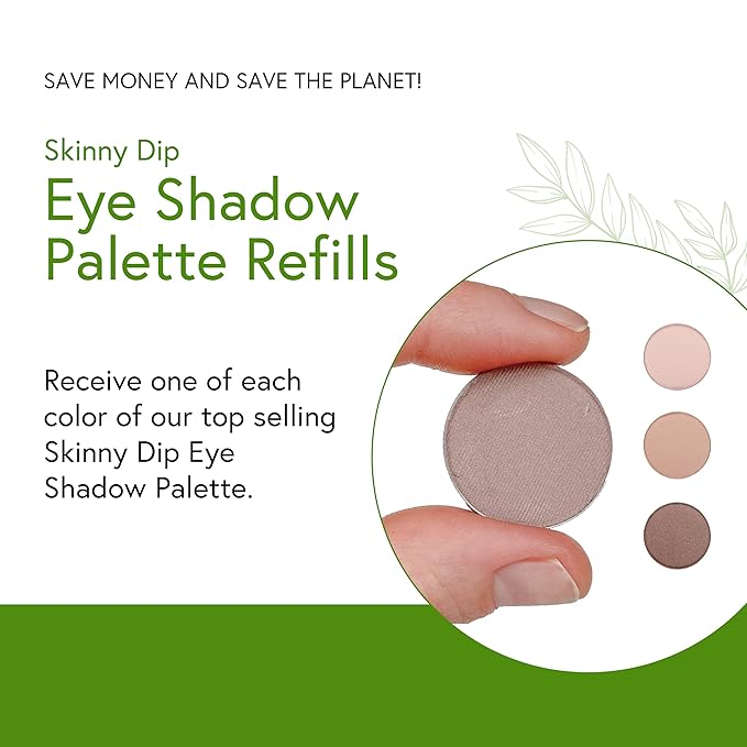 Honeybee Gardens Quad Eye Shadow Compact in Skinny Dip, Pink, Beige, Nude Tones, Refillable & Customizable, Vegan, 4 Pack 26mm Pans