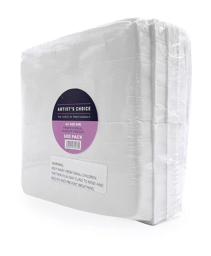 Artist's Choice Makeup Sponge Mini Applicator Wedges, Triangle Cosmetic Sponges For Foundation, Blush, Eye Shadow, Crisp Edges for Control, Blending and Smoothing, Disposable, Latex Free, 500 Pack